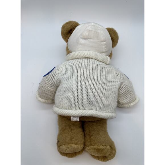 Patriotic Teddy Bear Plush 16” Knit Sweater Stuff Associates Peace Dove Patches - Picture 2 of 7